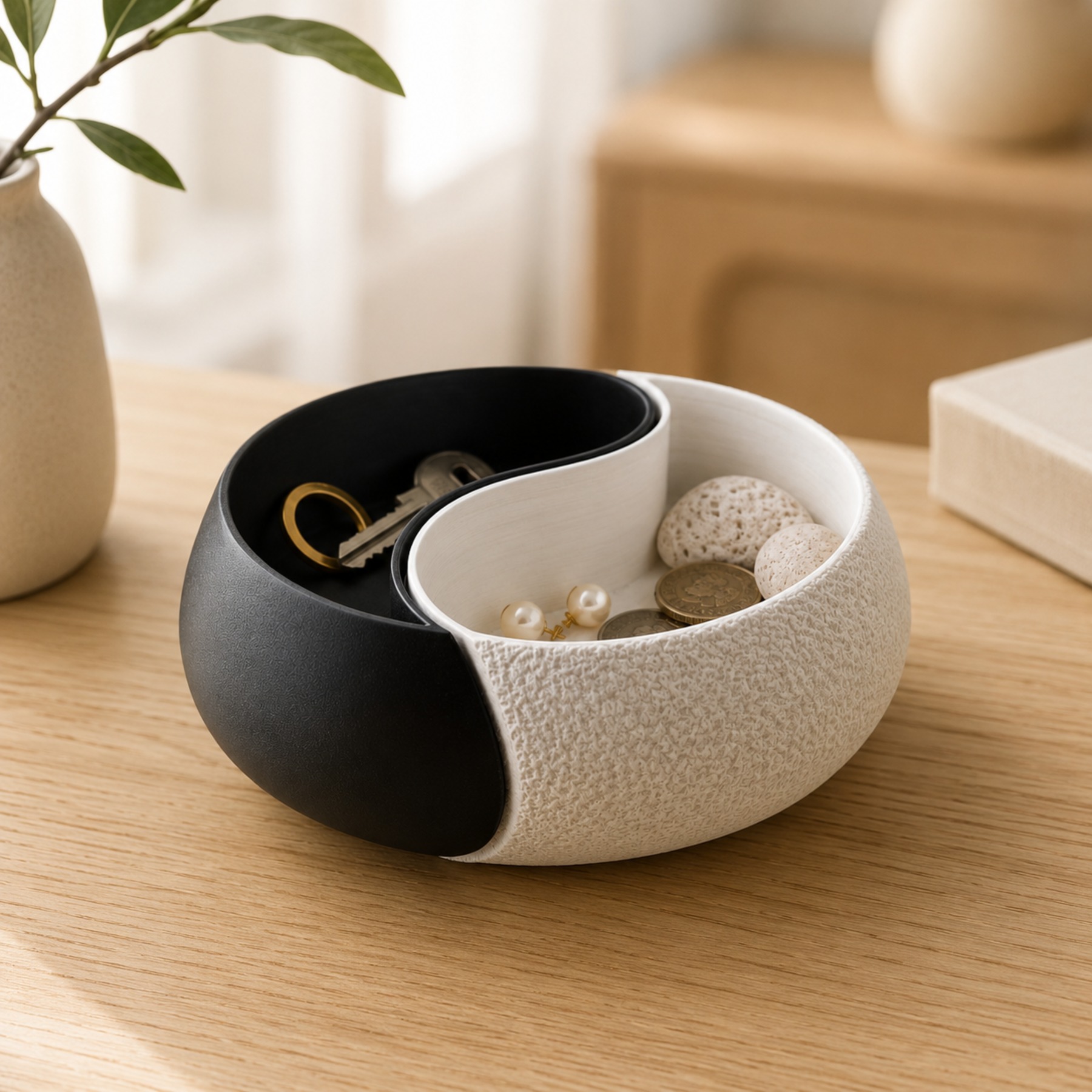 Desk Setup Black And White - Ciotola portaoggetti monopezzo in bianco e