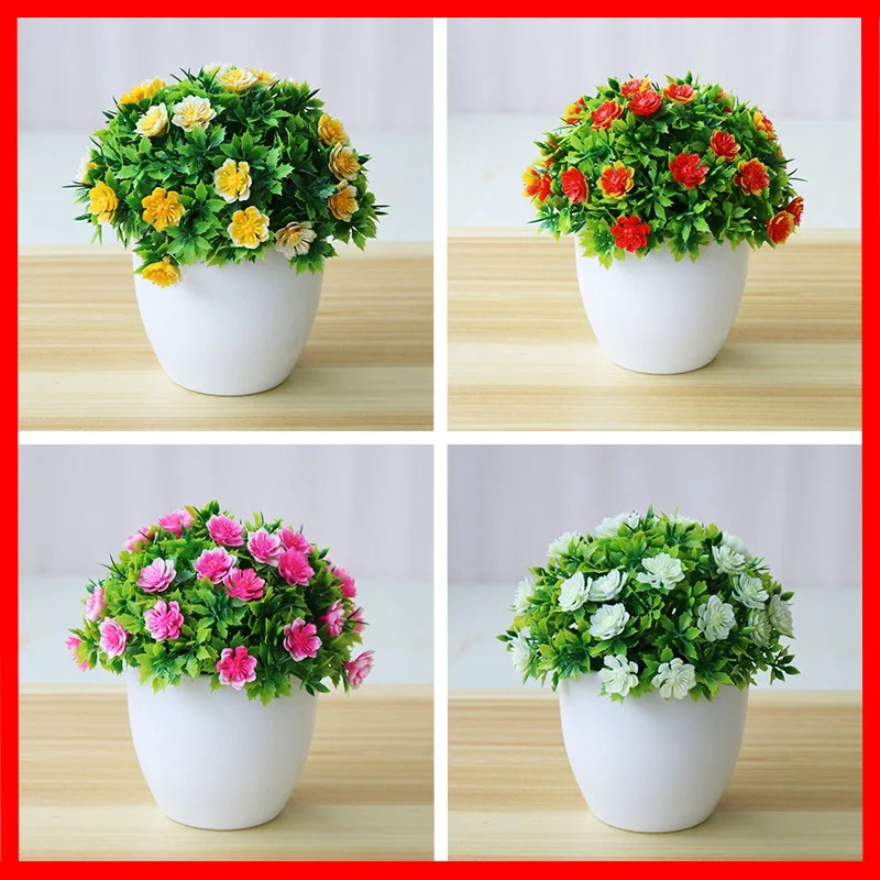 Desk Setup Plant - 1pc piante artificiali Bonsai piccoli fiori