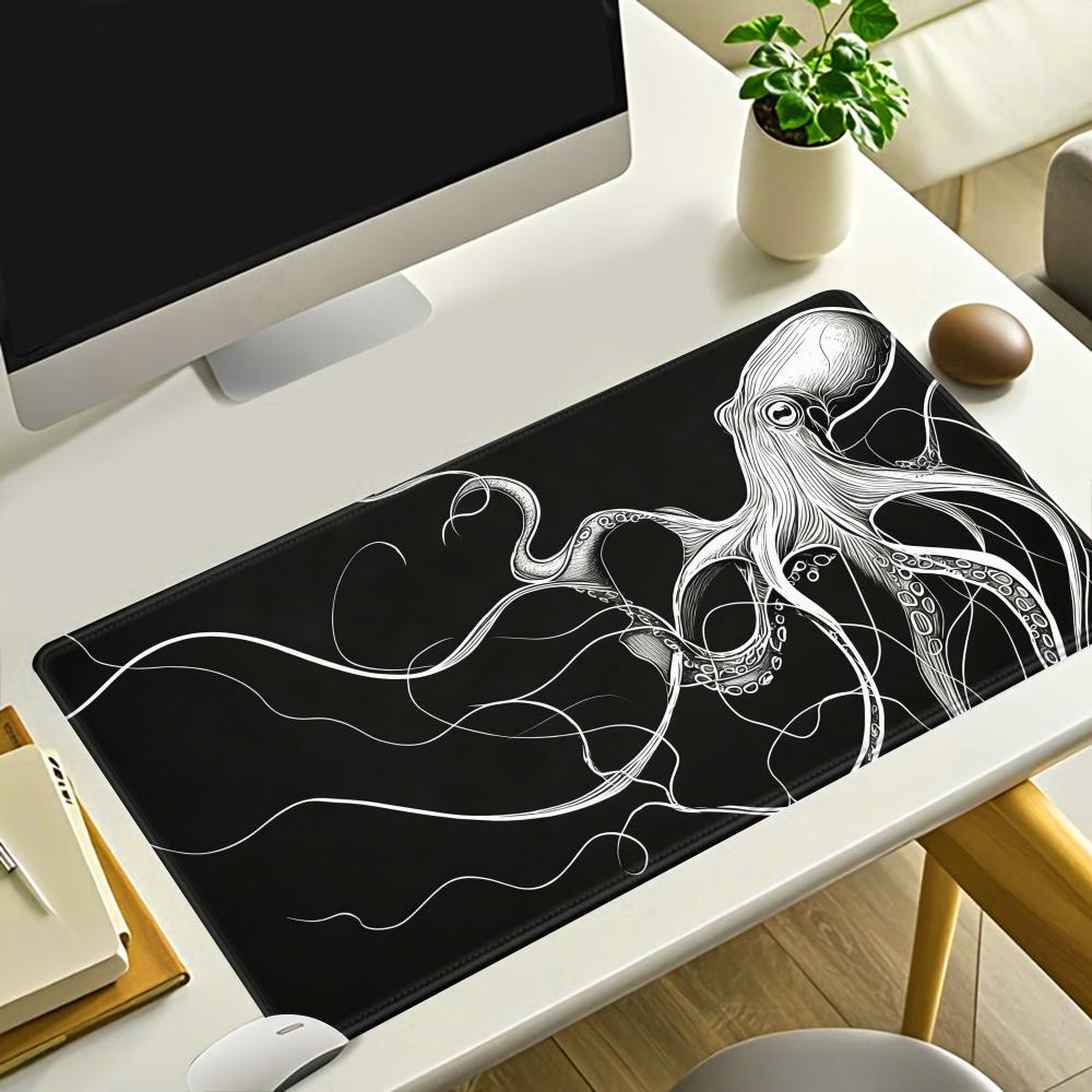 Desk Setup Black And White - Tappetino per Mouse HYBXAXC a Forma