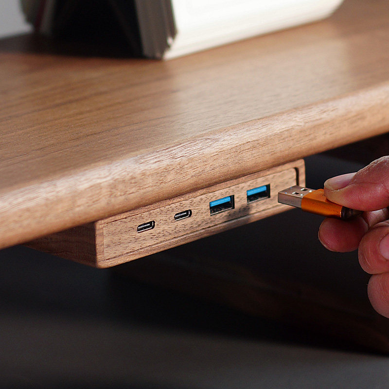 Monitor Riser Wood - Hub USB 3.2 con Montaggio Autoadesivo,