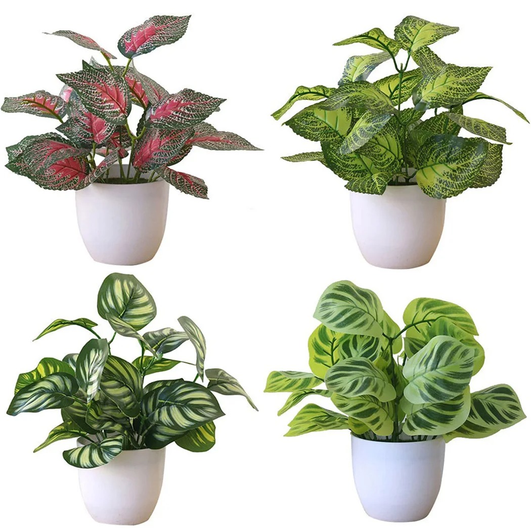 Desk Setup Plant - 1PC Foglio Artificiale Vaso di Pianta