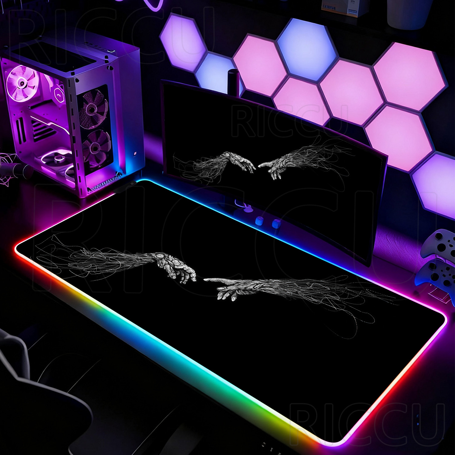 Tappetino per Mouse RGB XXL HD - Desk Setup Black And White recensione e prezzo